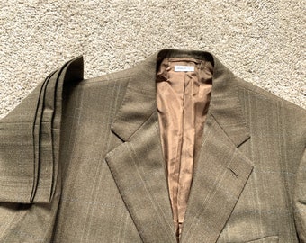 Newer Vintage Brioni Olive Multicolor Traje a cuadros moteado 42L