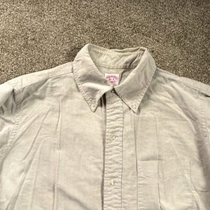 Camisa con botones de tela Oxford gris Brooks Brothers vintage de los años 60, talla OCBD 16 1/2 - 4