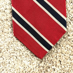 Vintage 80s Robert Talbott Red Blue Silver Regimental Stripe Silk Repp Tie