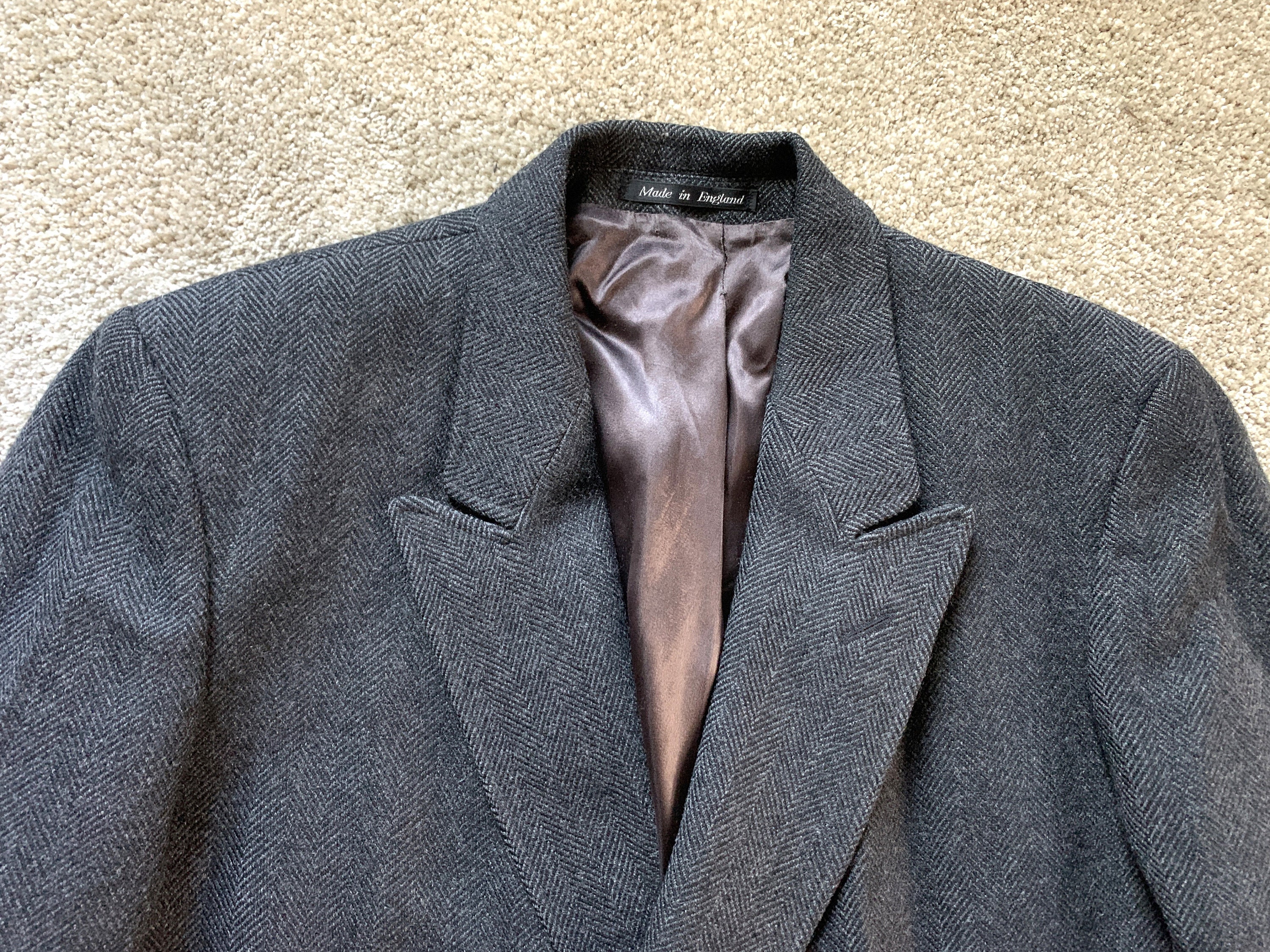 Vintage 80s Lord & Taylor Gray Herringbone Tweed Overcoat 44-46 - Etsy