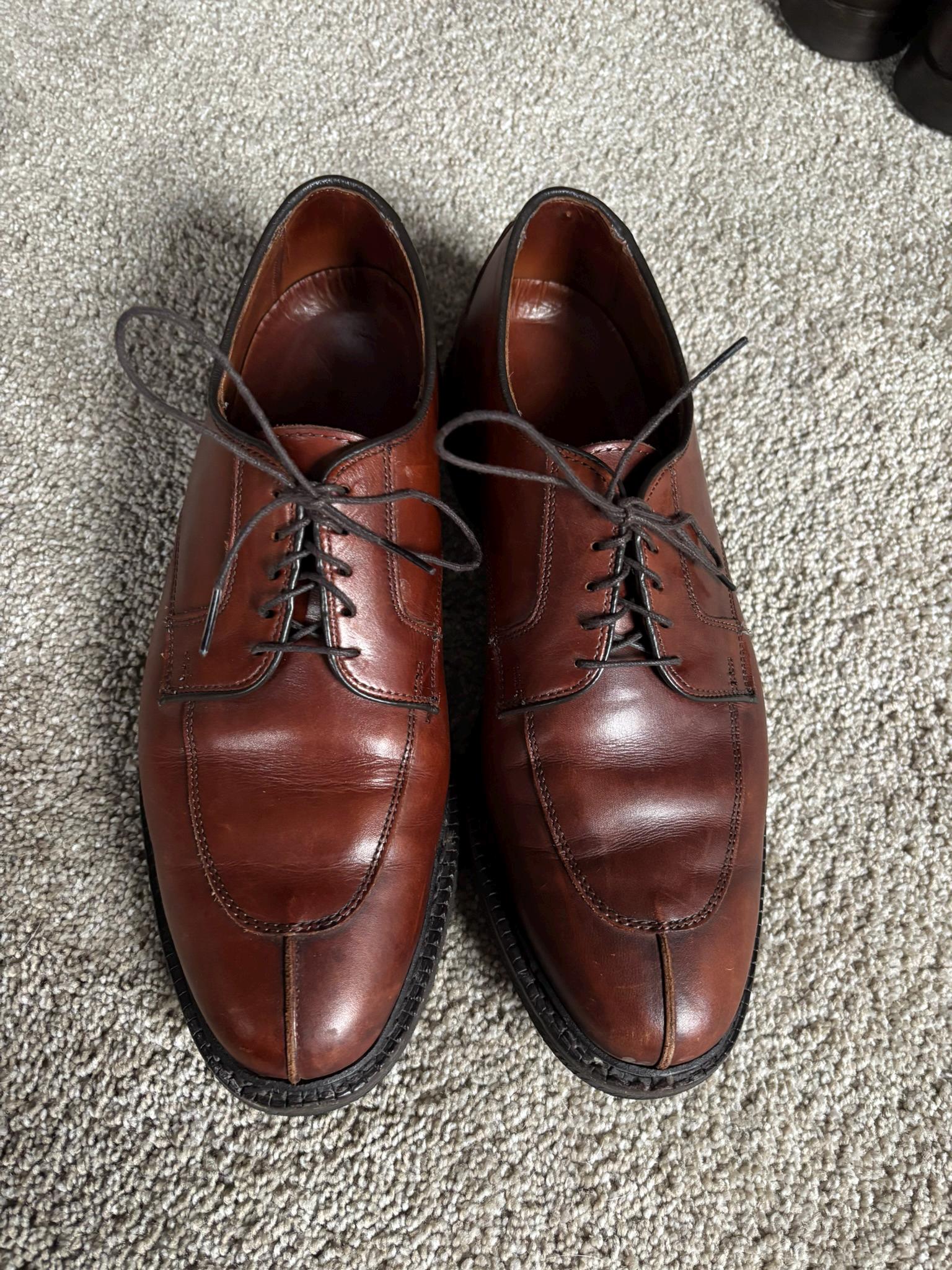 Allen Edmonds Ashton Chilli Brown Leather Oxfords Split Toe Dress Shoe 10.5 Allen Edmonds Ashton Shoes Mens 11.5 E Wide Chili Brown  main image 3