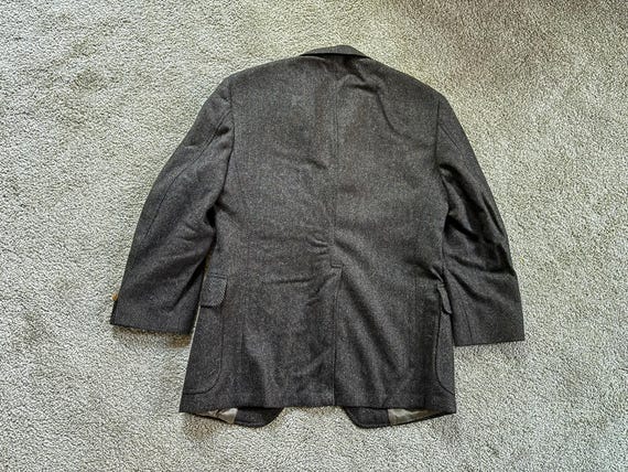 Vintage 80s Huntington Brown Herringbone Tweed 3 Roll 2 Sack Sport