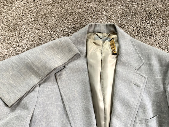Southwick, Vintage 70s Southwick Ice Blue Slubby Fleck Suit 42R, 38x30