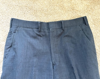 Pantalones vintage Brooks Brothers 346 de lana peinada azul de los años 70, talla 36x28