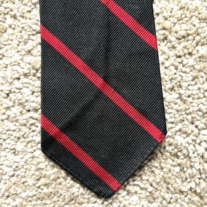 Vintage 60s J. Press Unlined Black Red Regimental Repp Stripe Tie