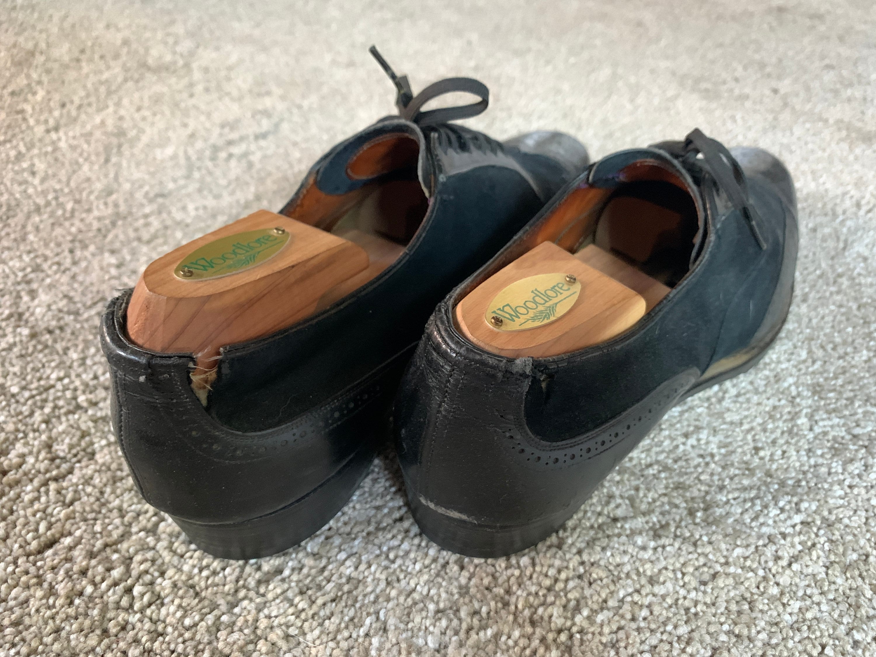Vintage 40s John Mchale Black on Black Spectator Wingtip Shoes