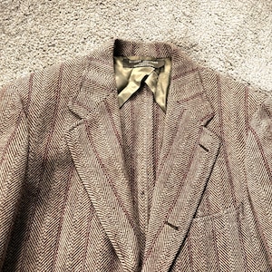Vintage 60er Jahre Brooks Brothers Braun Rot Gestreift 3 Rolle 2 Tweed Sack Sport Mantel 41