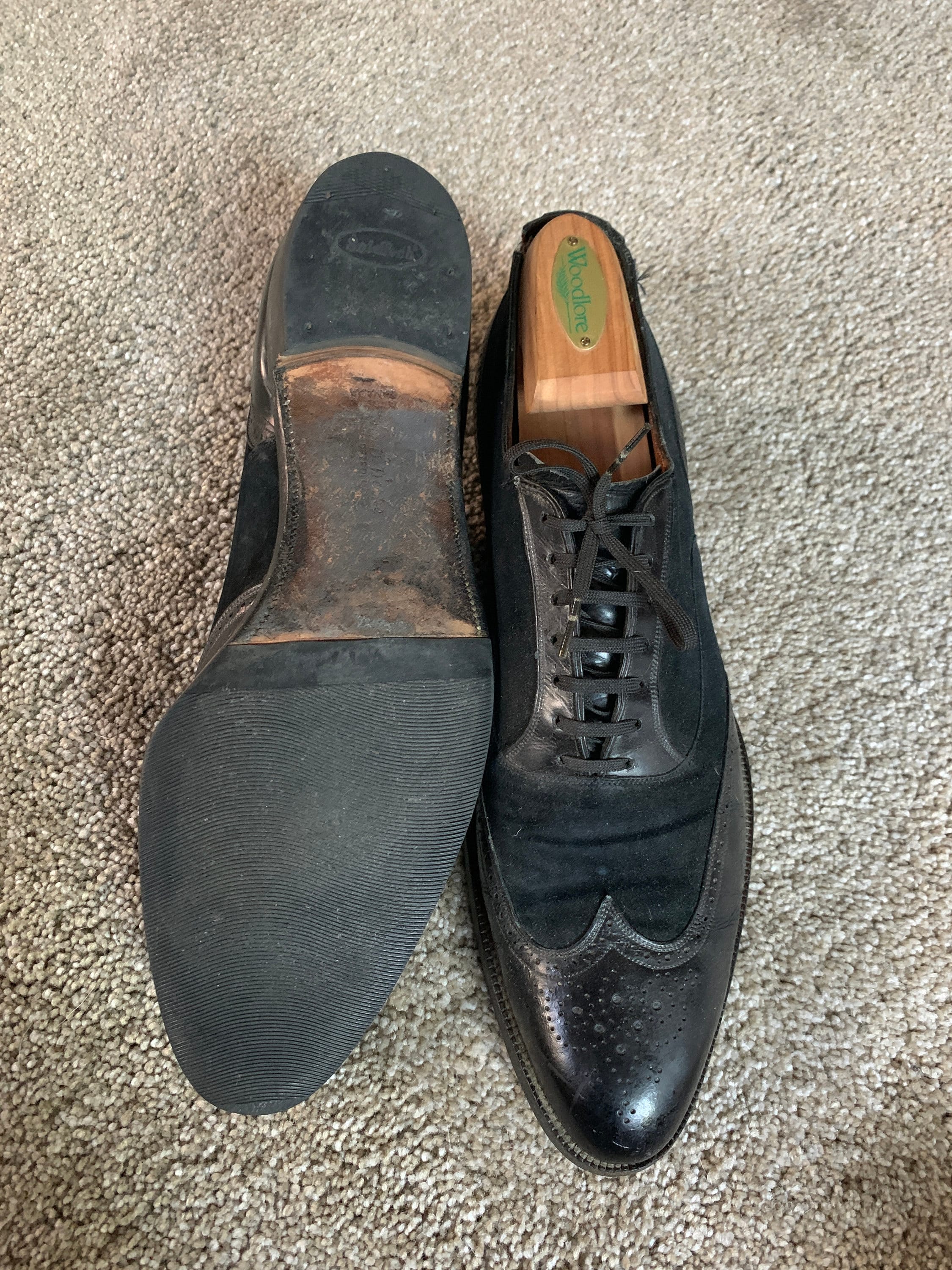 Vintage 40s John Mchale Black on Black Spectator Wingtip Shoes