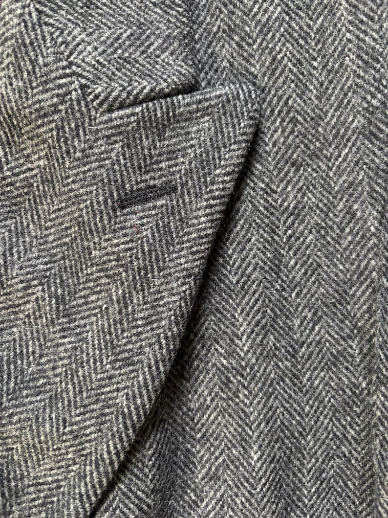 Vintage 80s Gray Herringbone Tweed Overcoat 46L - Etsy
