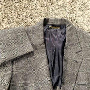 Vintage 80s Brooks Brothers Gray Glen Plaid Suit 44XL 35x35