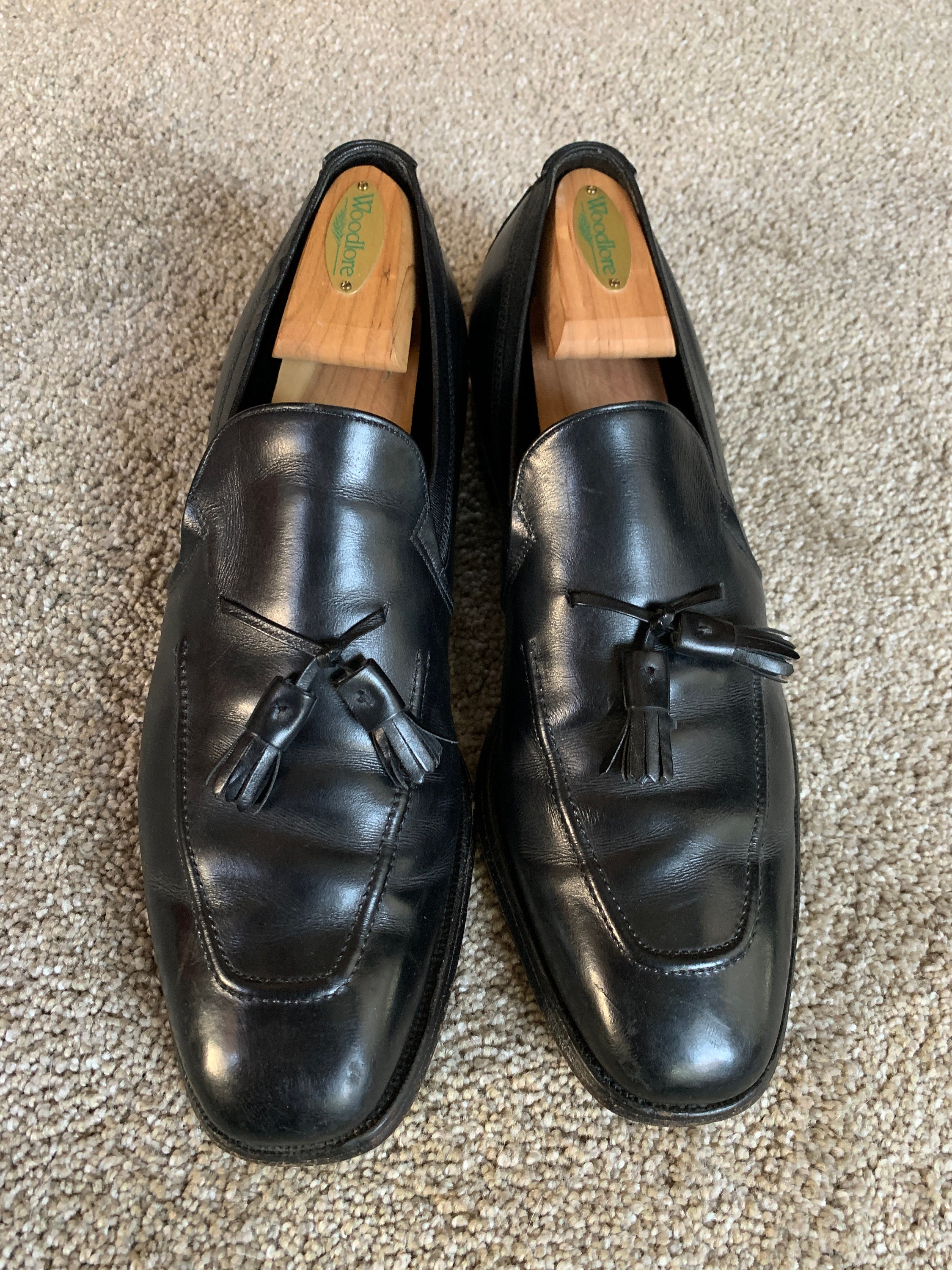 Vintage 70s Johnston & Murphy Aristocraft Black Tassel Loafers 11C