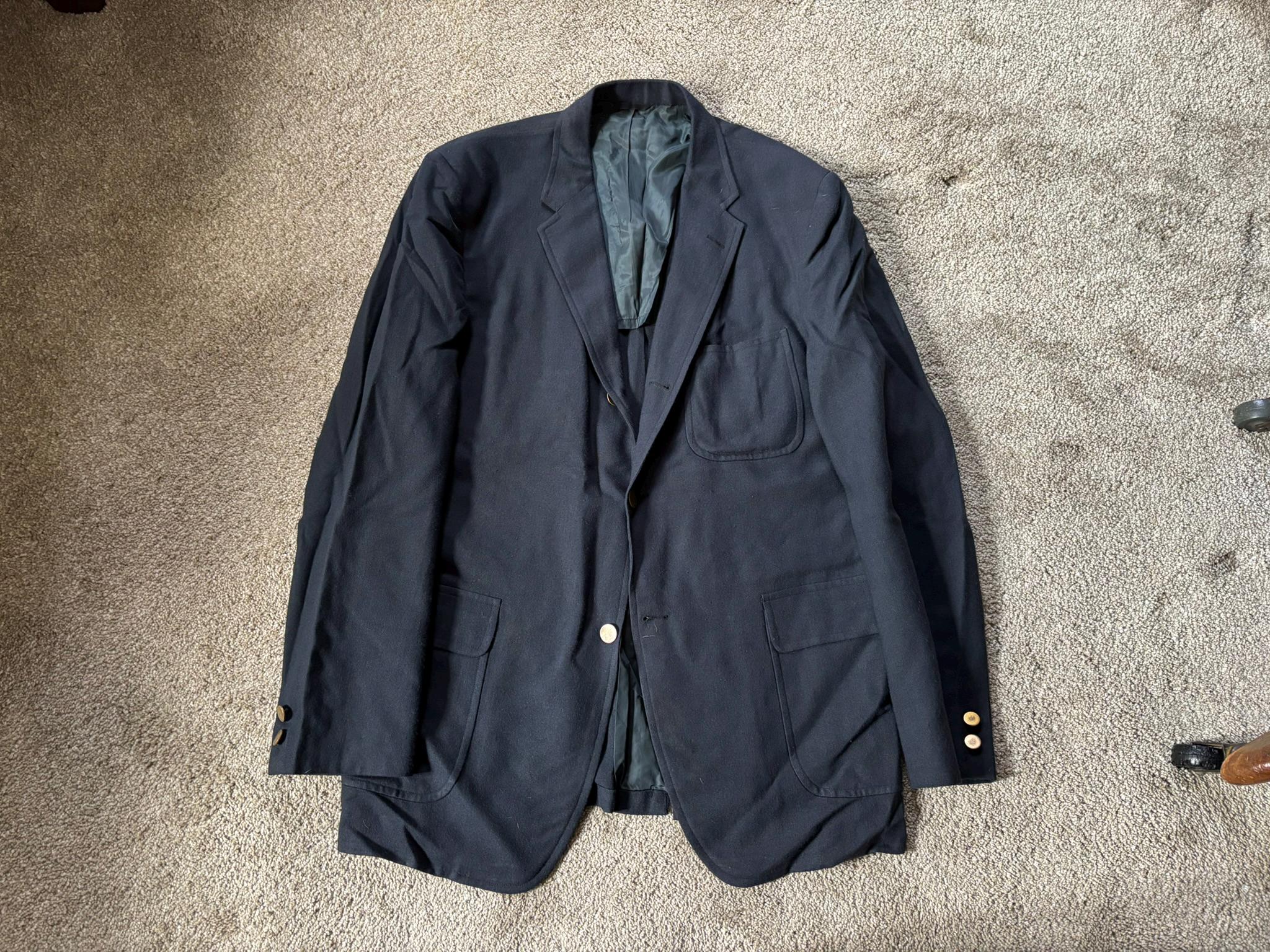 Vintage 60s J. Press Navy Blue Hopsack Triple Patch Pocket 3 Roll