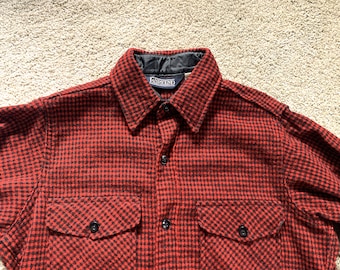 Vintage 60s Chandler Blue Black White Plaid Cotton Flannel Shirt