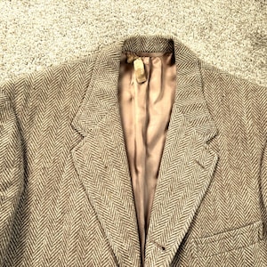 Vintage 60er Jahre 1968 Datiert Brooks Brothers Special Order Tan Herringbone 3 Rolle 2 Tweed Sack Sport Coat 42