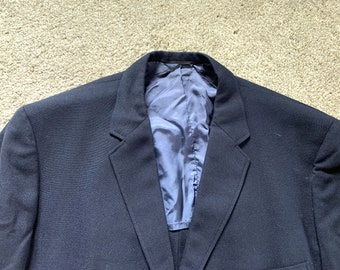 Vintage 60s Kingsridge Navy Blue Triple Patch Pocket Sport Coat 46L