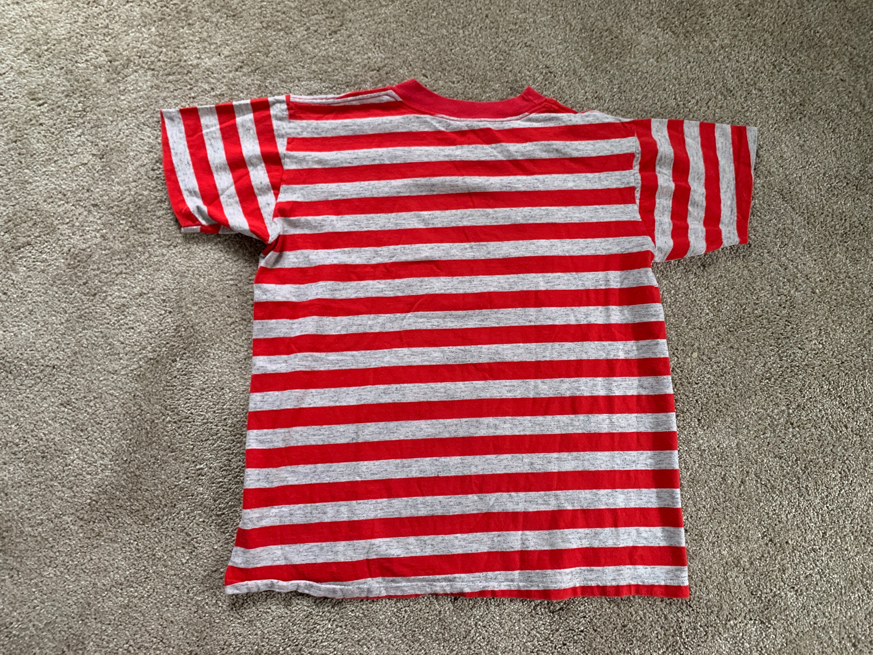 Vintage 90s Textile Prints Deer Creek Gray Red Striped T
