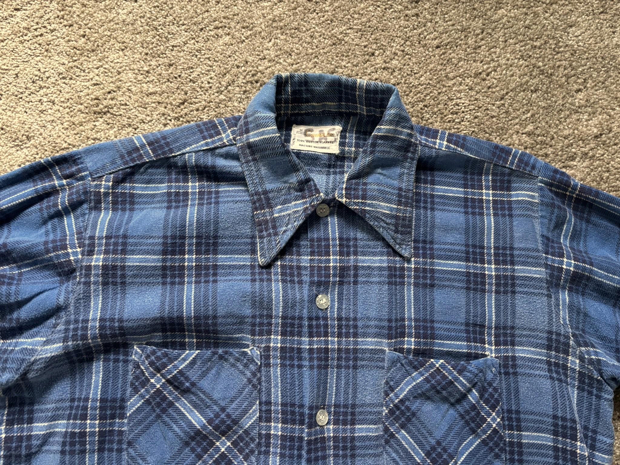 トップス 60's CHANDLER Print Flannel Shirt 60's Chandler プリントネルオープンカラーシャツ 開襟 ブルー