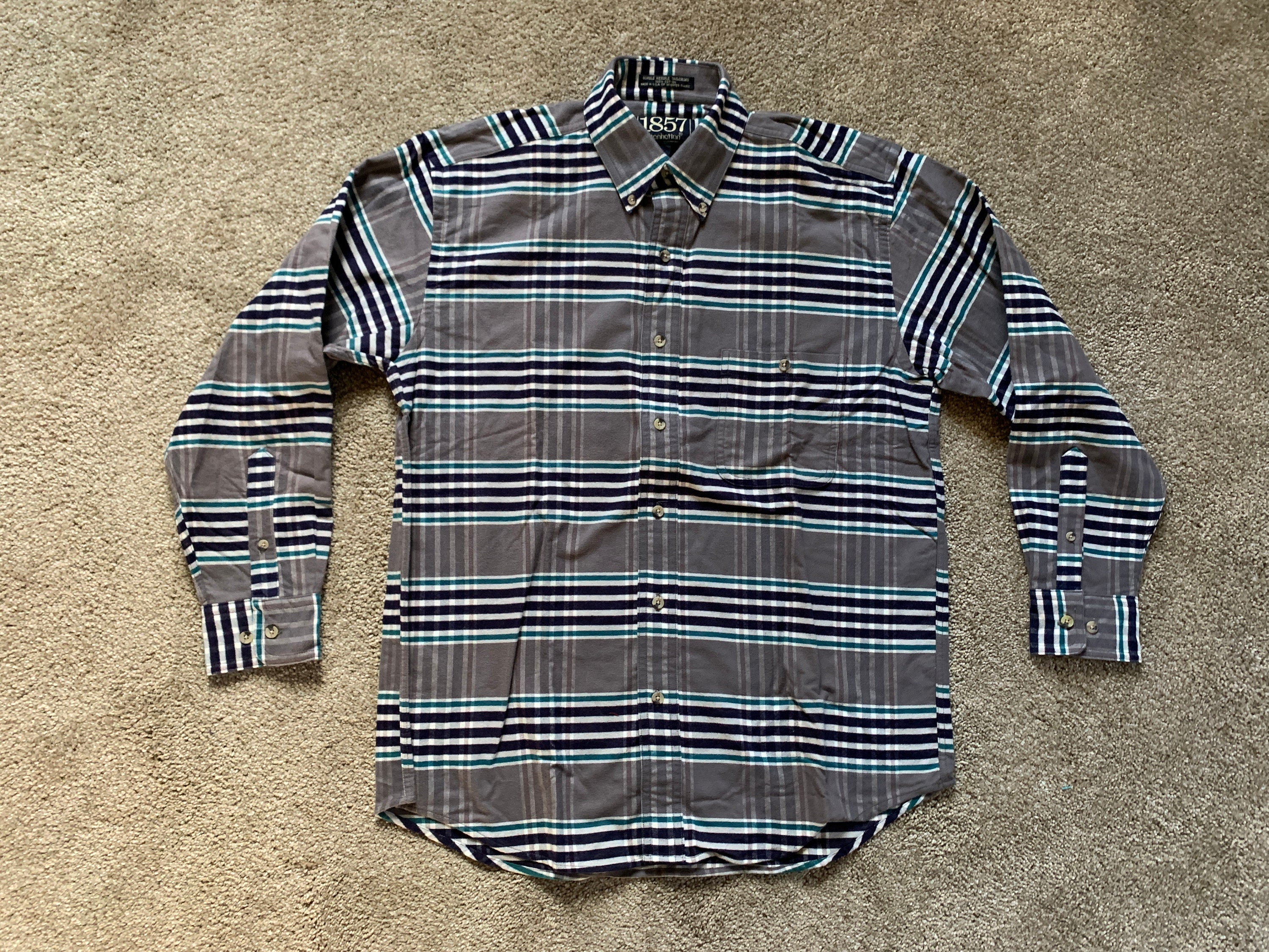 Deadstock Vintage 90s Manhattan 1857 Plaid Flannel Shirt