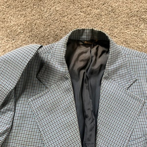 Vintage 70s Hardwick Blue White Plaid Suit 42-44, 35x31