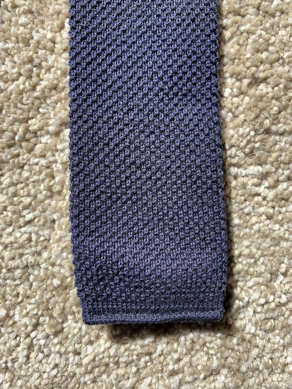 Vintage 80s Stafford Dark Blue Cotton Knit Tie