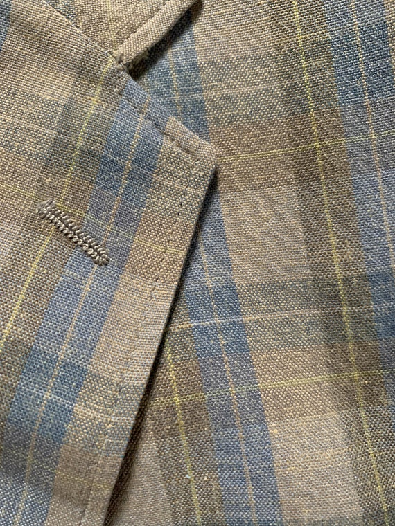 Vintage 70s Daks Tan Blue Plaid Sport Coat 42-44 - image 6