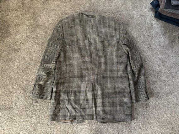 Vintage Southwick Tan Blue Plaid Silk 3 Roll 2 Sack Sport Coat 44