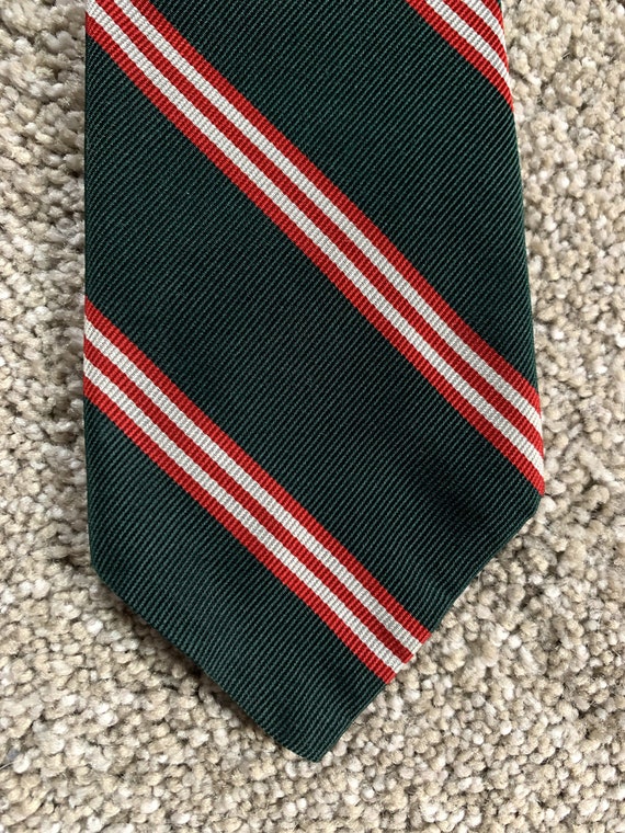 Vintage 70s Brooks Brothers Green Red Silver Repp 
