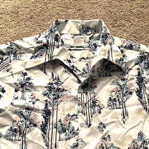 Vintage 70s Richman Brothers Tree Print Disco Shirt Medium