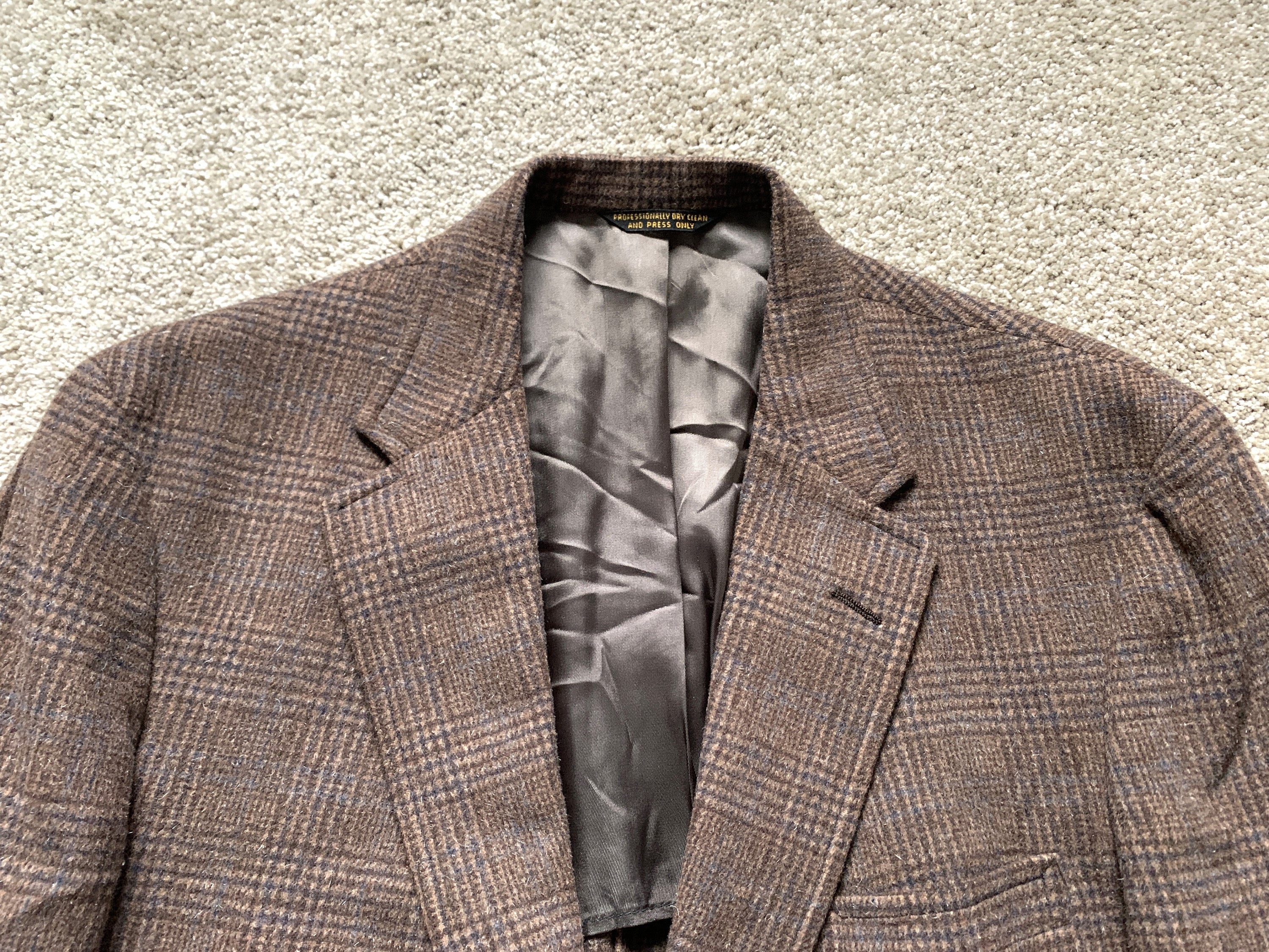 Vintage 80s Brown Blue Plaid Tweed Sport Coat - Etsy