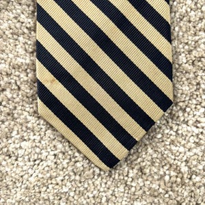 Vintage 80s Robert Talbott Tan Blue Regimental Stripe Silk Repp Tie