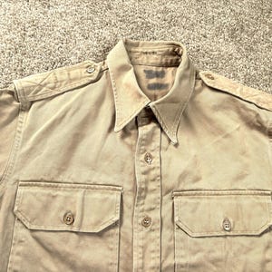 Vintage 40s Khaki Military Shirt World War 2 15 1/2 - 34