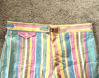 Short vintage des années 70 à carreaux Madras, taille haute