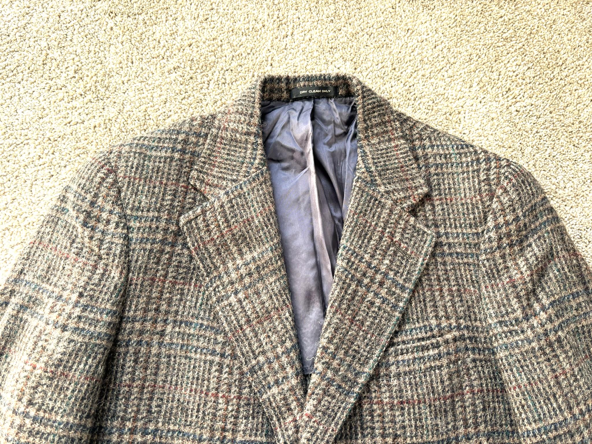 Vintage 80s Woodhouse & Lynch Brown Multicolor Plaid Tweed 3 Roll
