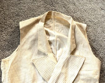 Vintage 1900 Old French Men Vest Cream Piqué De Coton Vest Vintage 1900 Old French Men Vest Cream Piqué De Coton Vest