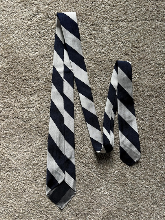 Vintage 60s Brooks Brothers Unlined Blue Silver Repp Stripe