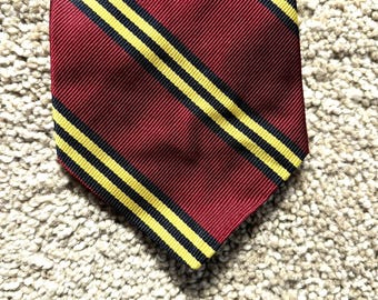 Vintage 70s Brooks Brothers Maroon Yellow Blue Regimental Stripe Repp Tie