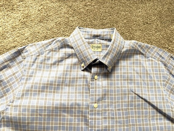 Chemise Homme à Carreaux Bleue Gitman Bros - Taille L (Longueur 33") - Coton 100% - Fabriquée Aux USA - Occasion Très Bon état
