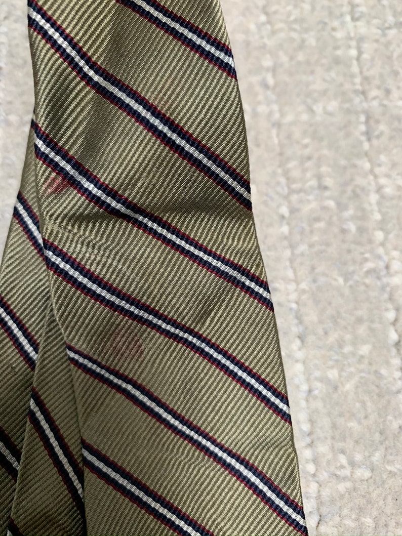 Vintage 60s Neil/'s Beige Maroon Repp Stripe Skinny Tie