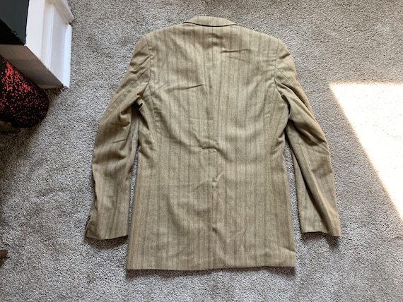 Vintage 60s Ritex Tan Olive Striped Sport Coat 38… - image 3