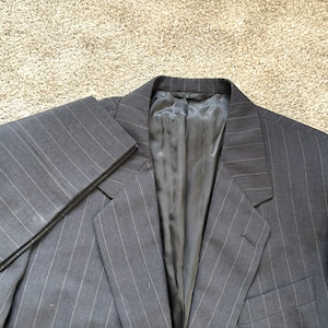Vintage 90s Gieves & Hawkes Bespoke Charcoal Pinstriped Suit 42-44, 36x30