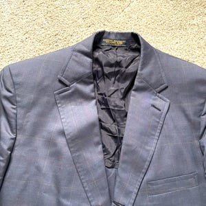 Vintage 80s Brooks Brothers Brooks-Aire Blue Multicolor Plaid Lightweight 3 Roll 2 Sack Sport Coat 44L