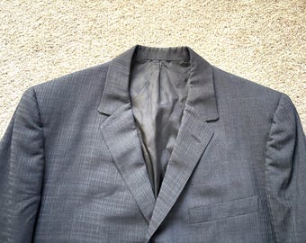 Vintage jaren 50 Mr. Ted blauw getextureerd colbert sportjas 40