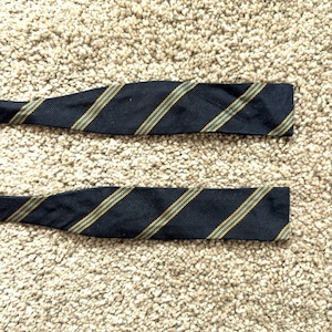 Vintage 60s Brooks Brothers Blue Gold Regimental Stripe Repp Bowtie