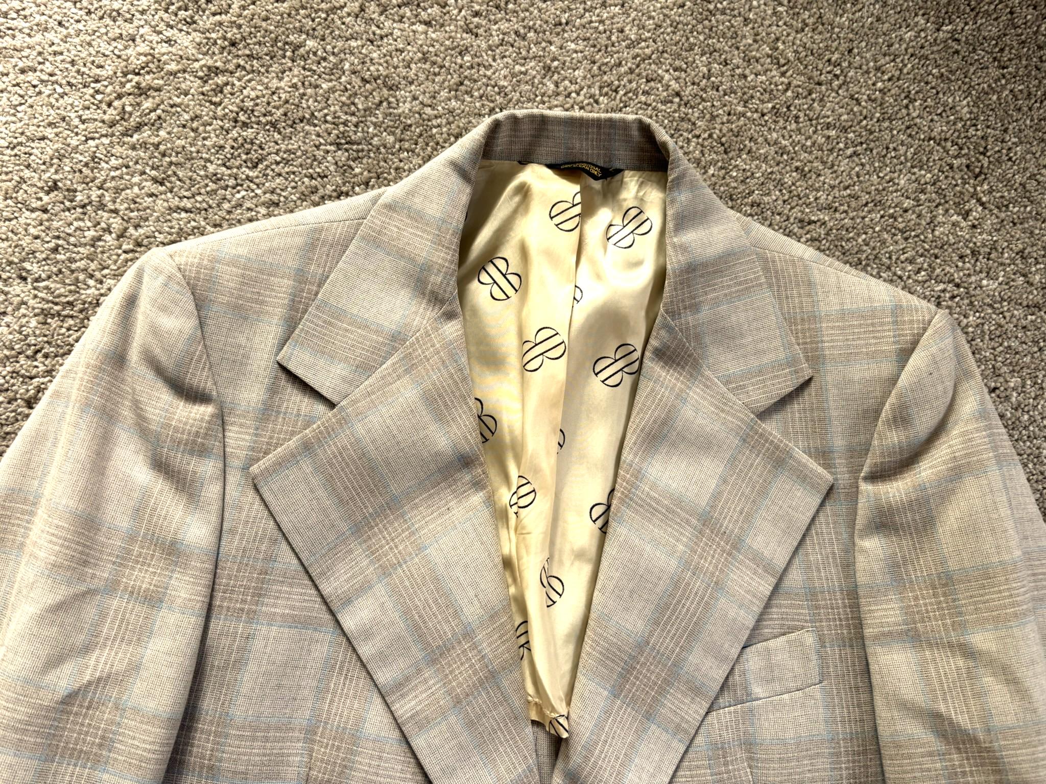 Vintage 70s Bill Blass Tan Blue Plaid Sport Coat 38 - Etsy