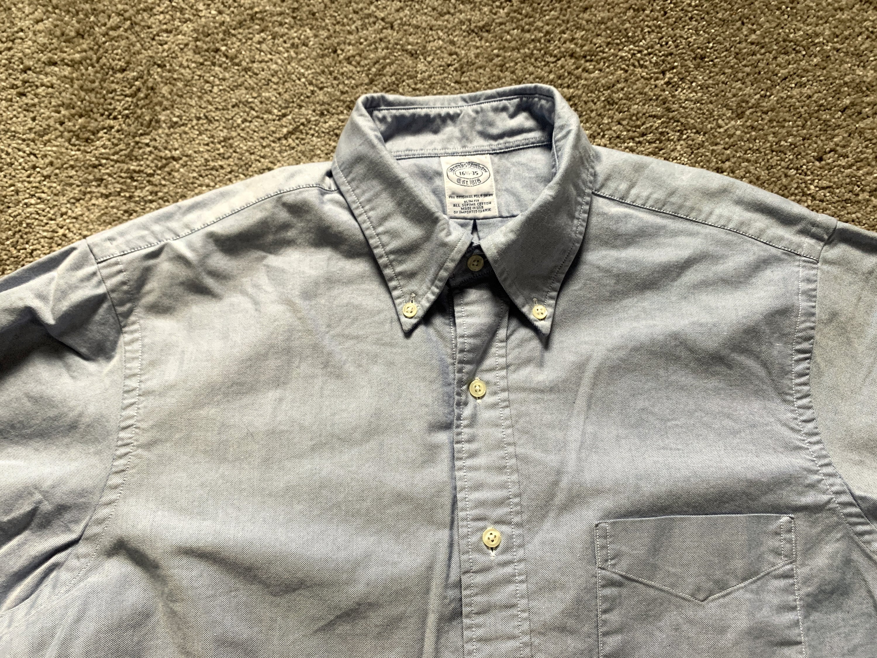 Vintage Brooks Brothers USA Made Light Blue Oxford Shirt OCBD