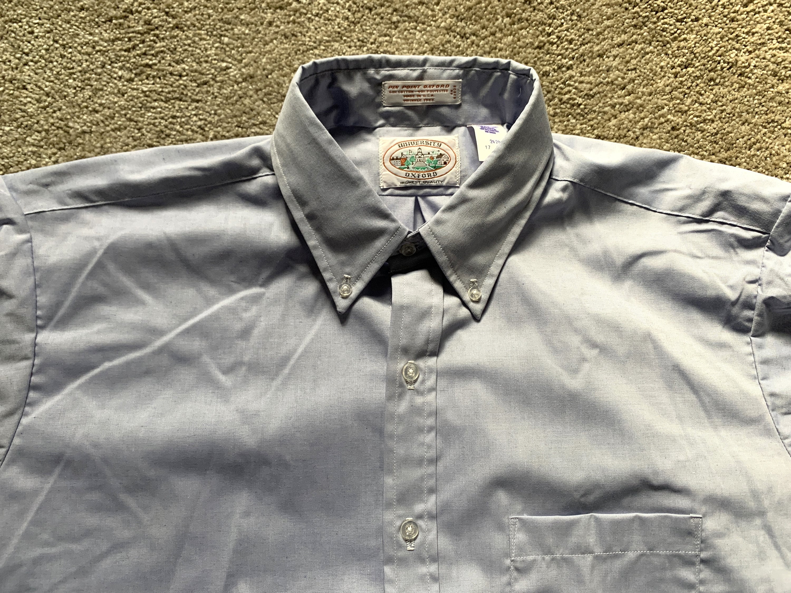 Deadstock Vintage 80s University Oxford Light Blue Oxford Shirt