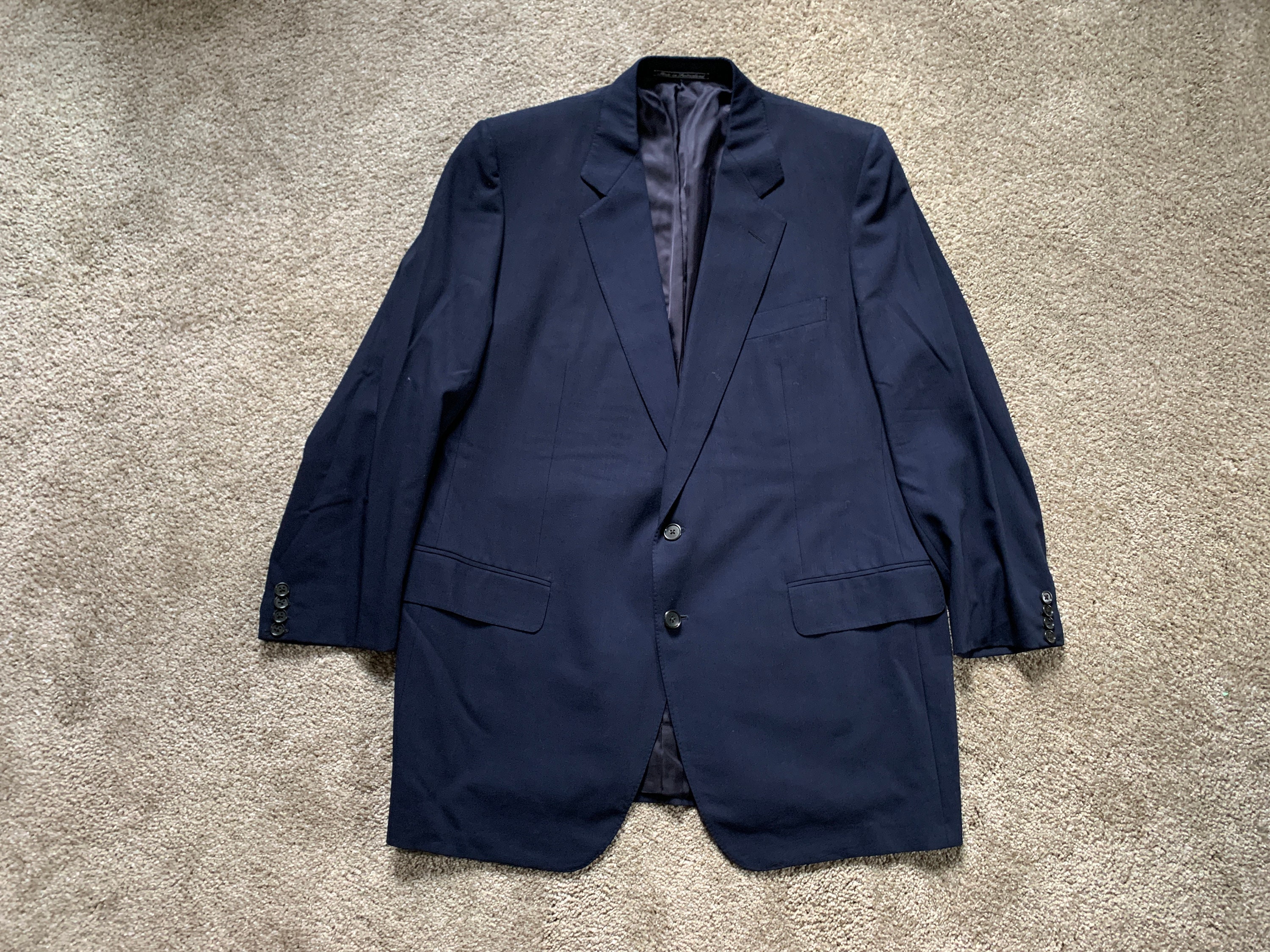 Vintage 80s 1989 Dated Ermenegildo Zegna Dark Blue Suit 46 Vintage 80s 1989 Dated Ermenegildo Zegna Dark Blue Suit 46