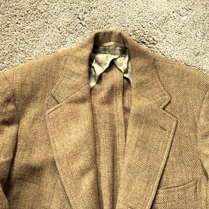 Vintage 60er Jahre Brooks Brothers Tan Orange Gestreift 3 Rolle 2 Tweed Sack Sport Mantel 41
