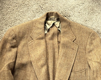 Vintage 60s Brooks Brothers Tan Orange Striped 3 Roll 2 Tweed Sack