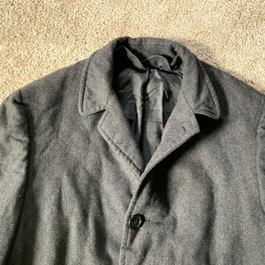 Vintage 50s South Clothing Dark Gray Herringbone Tweed Overcoat 42
